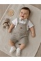 Teddy Pocket Detailed Baby Boy Bow Tie Linen Salopet Set - 2