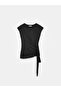 32724 100% Cotton T-Shirt with Tie Detail - Black - 5