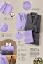 4 Piece Bathrobe Set 100% Cotton Certified, Dowry Family Bathrobe Set Anthracite - Lilac - 3