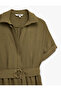 Aerobin Fabric Pocket Belted Short Sleeve Midi Shirt Dress - 6