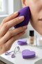 8-Piece Purple Makeup Sponge, Brush, and Eyelash Curler Set - 3
