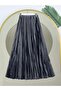 Satin Satin Skirt with Elastic Waist - Smoked