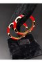 Bym184 Red Enamel Evil Eye Patterned Hoop Women's Steel Earrings Daily Stylish Earrings - 5