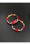 Bym184 Red Enamel Evil Eye Patterned Hoop Women's Steel Earrings Daily Stylish Earrings