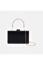Women's Black Stone Chain Strap Evening Dress Clutch Bag