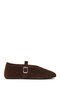 Women's Brown Mesh Suede Leather Ballerinas 26Pfd271310