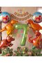 Jungle Theme Dinosaur Concept Green Number Balloon 7 Year Old Giant Balloon Birthday Balloon Set - 2