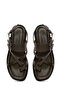 Women's Khaki Ankle Buckle Leather Flip-Flop Sandals 26Sfd360418 - 5