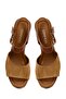Women's Tan Ankle Buckle Platform High Thick Heeled Suede Leather Sandals 26Sfd152810 - 6