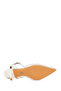 Women's White Ankle Buckle Flower Embroidered Open Back Thin Heeled Shoes 26Pfe49686F - 7