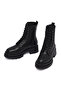 Women's Black Zippered Thick Soled Leather Boots 25Wfd140218 - 3