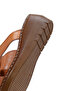 Women's Tan Wedge Heeled Leather Comfort Slippers 26Sfd320218 - 7