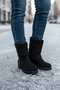 Women's Chain Detailed Hidden Heeled Casual Sports Boots Suede Black - 3