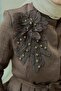 Embossed Floral Embroidered Jacket Skirt Set - 5