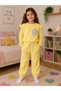 Girl's Cotton Waffle Fabric Yellow Daisy Embroidered Seasonal Tracksuit Set Suitable for School