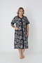 Women's Plus Size 100% Cotton Combed Fabric Buttoned Summer Dress / Navy-Green 4180 - 4