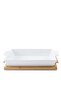 Natura Rectangular Baking Dish With Bamboo Lid 1.4L- White - 2