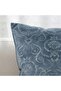 Engraved Damask Down Alt Filled Leather Cushion 50x50cm - Blue - 2