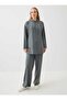 Hooded Tracksuit Set with Stitching Detail - Gray Melange - - 3