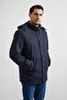 Navy Blue Slim Pocketless Coat - 5