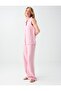 Pink 100% Linen Regular Leg Regular Waist Long Trousers - 4