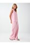 Pink 100% Linen Regular Leg Regular Waist Long Trousers - 3