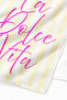 Stylish Beach Towel with Striped Text Detail - Yellow and White Typographic Pool, Sea, Bath, Beach Cover - 5