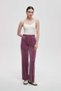 Solid Velvet Long Pants with Drawstring - 3