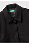 Women's Black Wool Blend Short Jacket with Hidden Buttons and Patch Pockets - 4