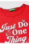 Girl's red glitter graphic print crew neck t-shirt - 3
