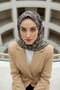 100% Twill Silk Geometric Patterned Black - Beige Colored 90X90 Scarf Sewing Shape: Hand Sewing - 2