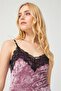 Powder Lace Detailed Velvet Women's Pajama Set - 3
