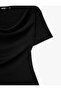 Crepe Fabric Slim Fit Short Sleeve Asymmetrical Collar T-Shirt - 7