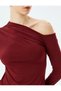 Asymmetrical Off-The-Shoulder Blouse Long Sleeve - 7