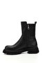 Women's Black Zippered Thick Heeled Boots - 4