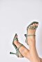 Green Staple Detailed Three-Stripe Women's Heeled Shoes K404571109 - 2