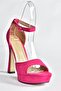 Fuchsia Suede Women's Heeled Shoes K404580102 - 6