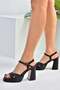 Black Platform Heeled Women's Shoes M404100109 - 2