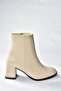 Beige Thick Heeled Women's Boots N282921909 - 3