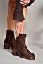 T726911102 Brown Suede Thick Heeled Women's Boots - 3