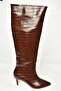 N 749204011   Brown Croco Print Low Heeled Women's Boots - 7