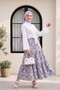 تنورة مزينة بالزهور مع حزام خصر - بنفسجي - 3