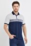 Men's Print Basic Pocket Navy Plain Polo Neck T-Shirt - 4