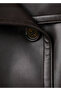 Maxi Flap Detailed Leather-Look Jacket - 5
