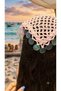 Children's Crochet Bandana with Heart Pattern and Sequins, Pink, Hand Knitted