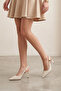 Women's Stiletto Pointed Toe Open Back Buckle Elastic Short Classic Heeled Shoes Zelor Ecru - 6