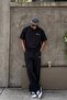 Men's Baggy Fit Basic Sweatpants with Embroidery Detail Black - 3