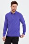 Men's Shirt Collar Long Sleeve Pique T-Shirt Purple - 5
