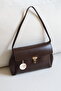 Front Lock Detail Single Strap Lined and Hidden Pocket Stylish Brown Women's Shoulder Bag W:28 H:18 - 2