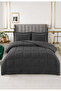 Carmen Double Bedspread Set 220X240Cm - Padded Quilted Filanel Fabric - Anthracite with 2 Pillowcases